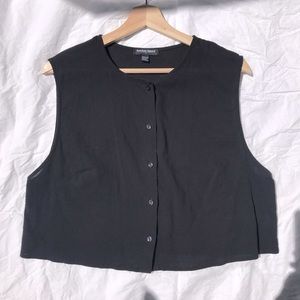 American Apparel Sleeveless Sheer Button Up Top